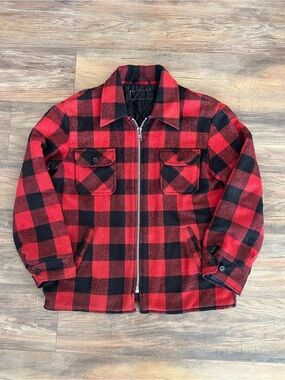 Vintage Buffalo Plaid Wool Blend Cruiser Jacket Large